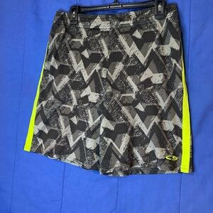 Champion Kids Black Geometric Shorts with Neon Yellow Trim